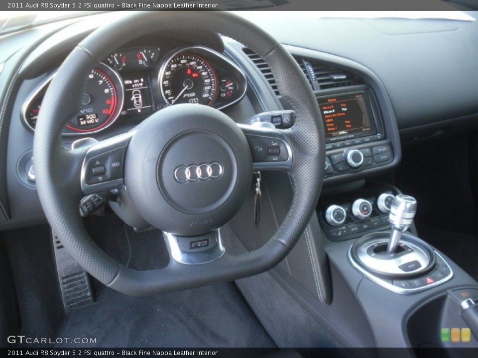 Black Fine Nappa Leather Interior Steering Wheel for the 2011 Audi R8 Spyder 5.2 FSI quattro #62676551