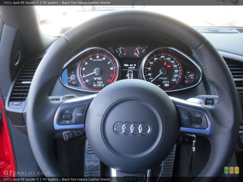 Black Fine Nappa Leather Interior Steering Wheel for the 2011 Audi R8 Spyder 5.2 FSI quattro #62676587