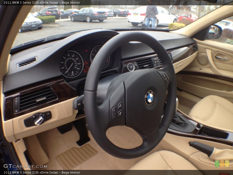 Beige Interior Steering Wheel for the 2011 BMW 3 Series 328i xDrive Sedan #62680403