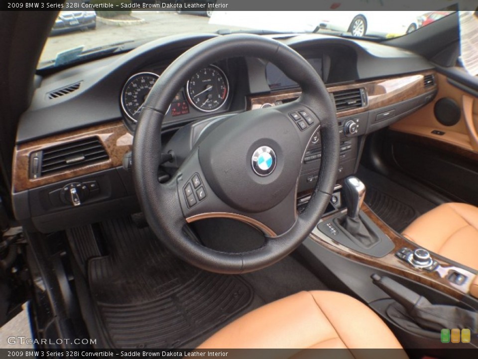 Saddle Brown Dakota Leather Interior Steering Wheel for the 2009 BMW 3 Series 328i Convertible #62681001