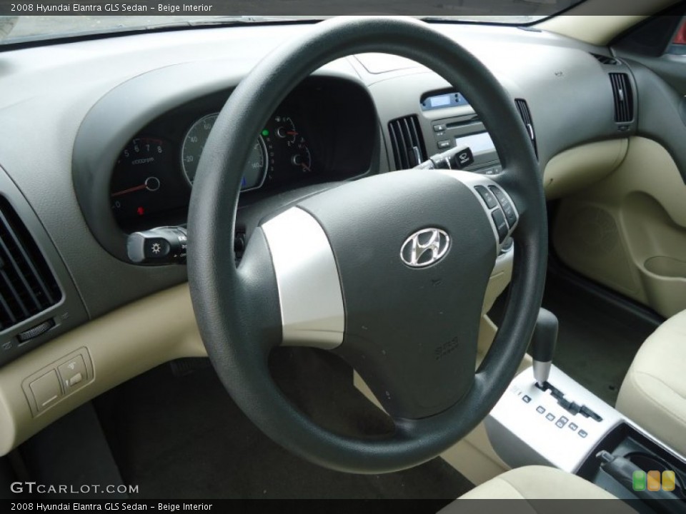 Beige Interior Steering Wheel for the 2008 Hyundai Elantra GLS Sedan #62683661