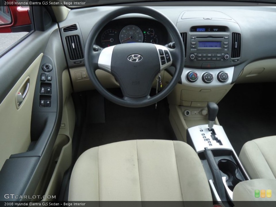 Beige Interior Dashboard for the 2008 Hyundai Elantra GLS Sedan #62683742
