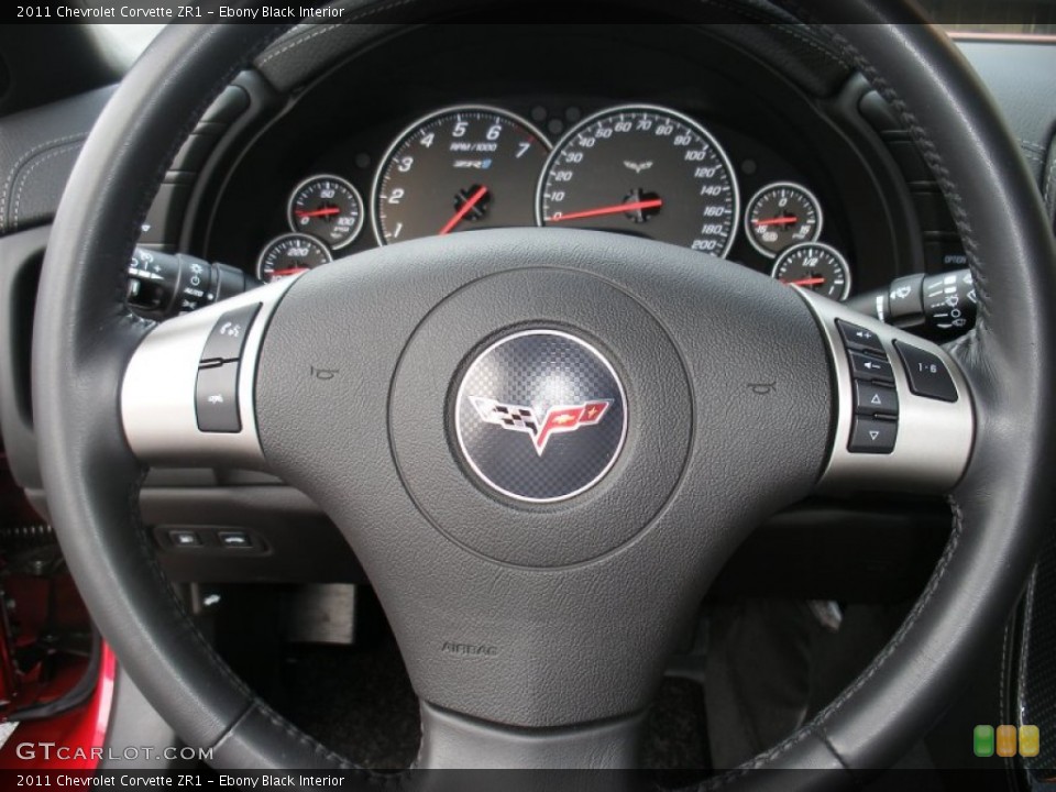 Ebony Black Interior Steering Wheel for the 2011 Chevrolet Corvette ZR1 #62684813