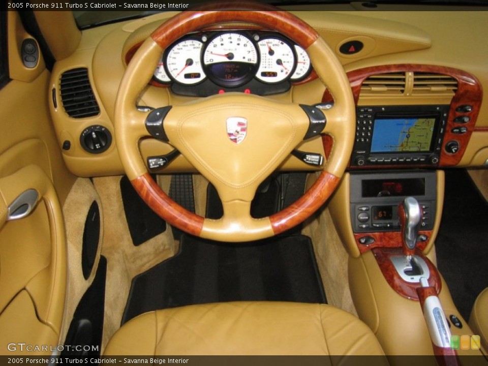 Savanna Beige Interior Steering Wheel for the 2005 Porsche 911 Turbo S Cabriolet #62698142