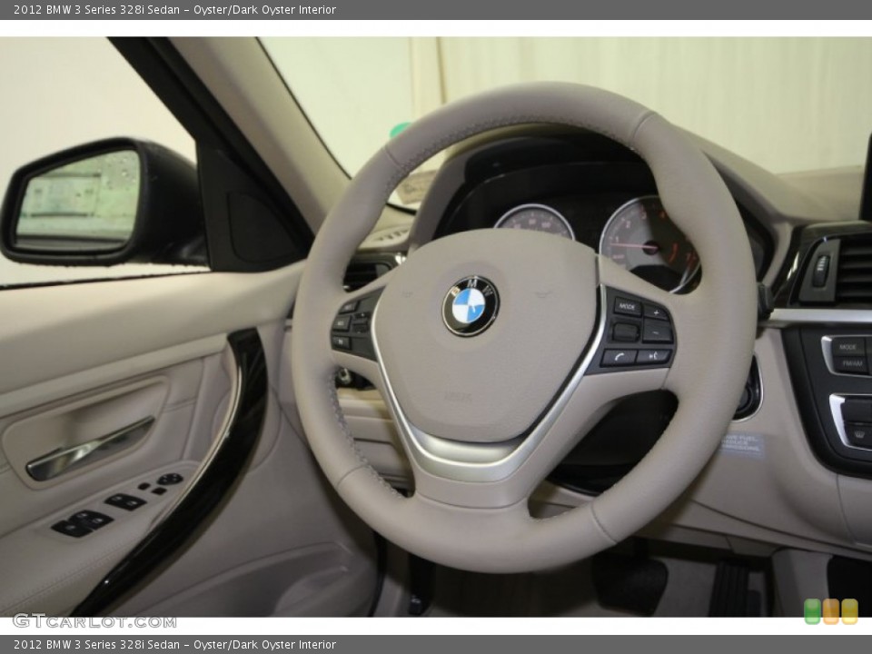 Oyster/Dark Oyster Interior Steering Wheel for the 2012 BMW 3 Series 328i Sedan #62730349