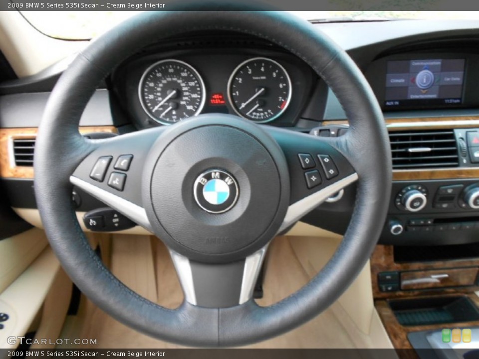 Cream Beige Interior Steering Wheel for the 2009 BMW 5 Series 535i Sedan #62731432
