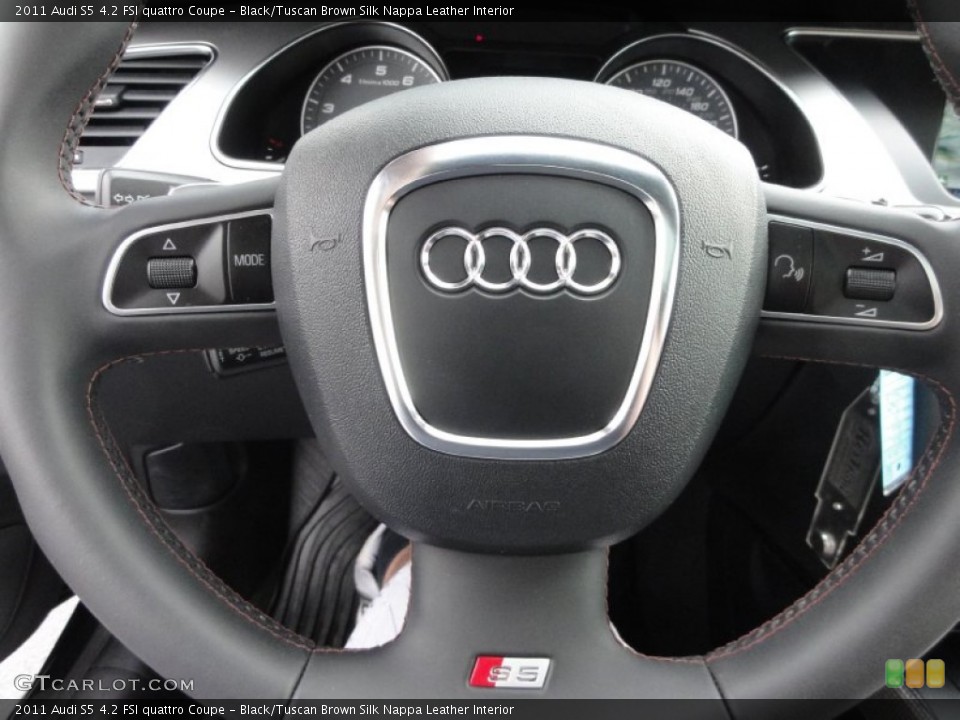 Black/Tuscan Brown Silk Nappa Leather Interior Steering Wheel for the 2011 Audi S5 4.2 FSI quattro Coupe #62743663