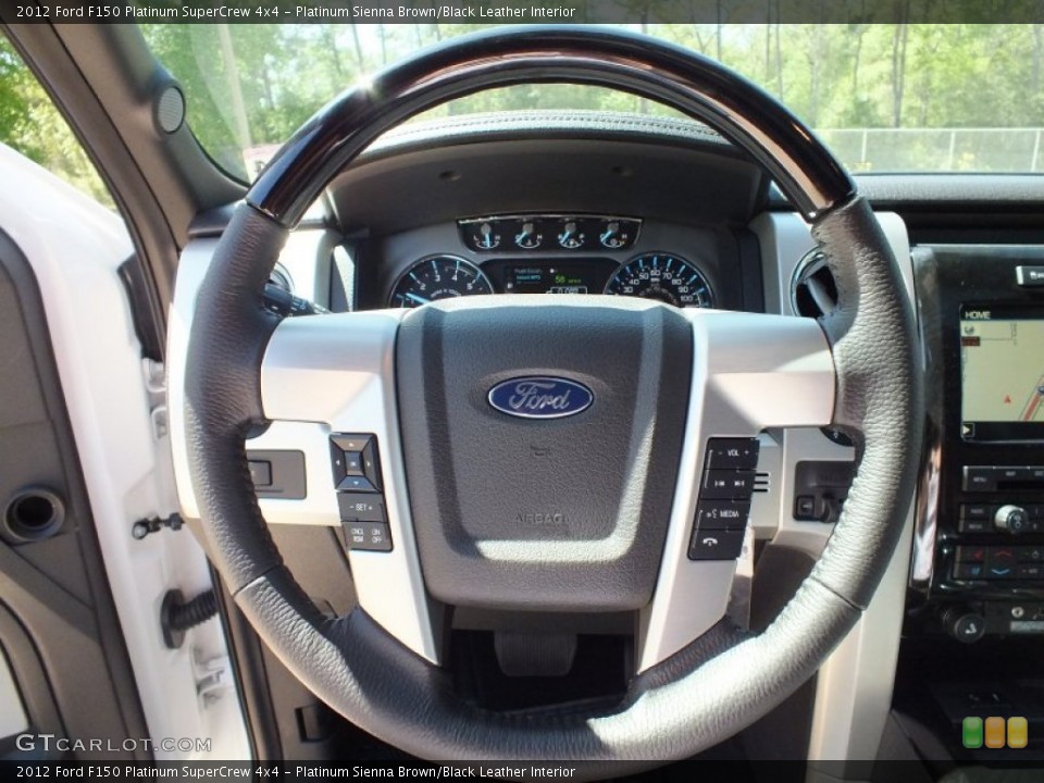 Platinum Sienna Brown/Black Leather Interior Steering Wheel for the 2012 Ford F150 Platinum SuperCrew 4x4 #62762365