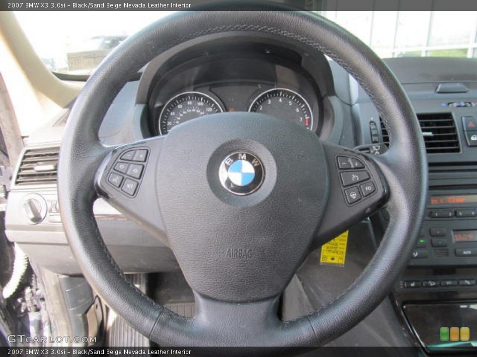 Black/Sand Beige Nevada Leather Interior Steering Wheel for the 2007 BMW X3 3.0si #62765179