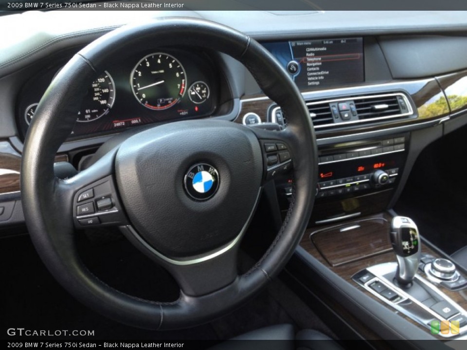 Black Nappa Leather Interior Steering Wheel for the 2009 BMW 7 Series 750i Sedan #62770394