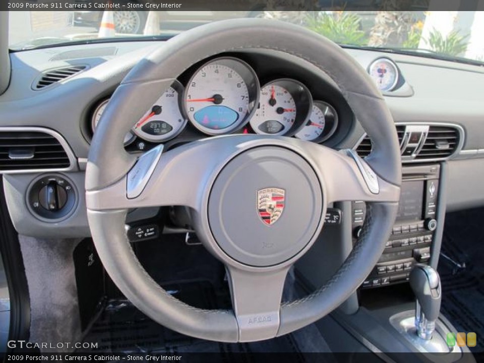 Stone Grey Interior Steering Wheel for the 2009 Porsche 911 Carrera S Cabriolet #62777772