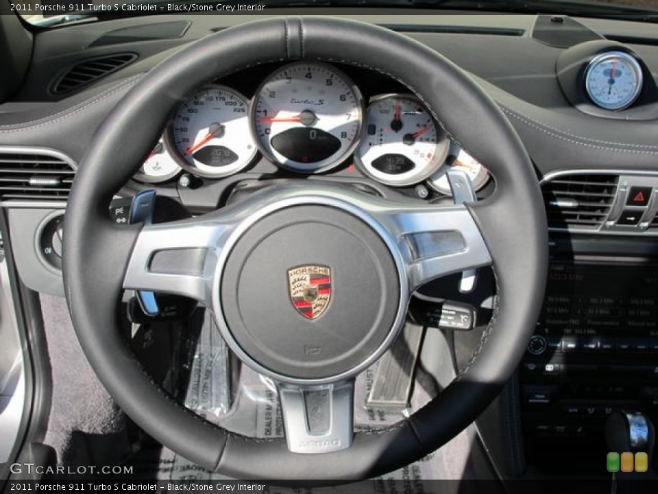 Black/Stone Grey Interior Steering Wheel for the 2011 Porsche 911 Turbo S Cabriolet #62777946