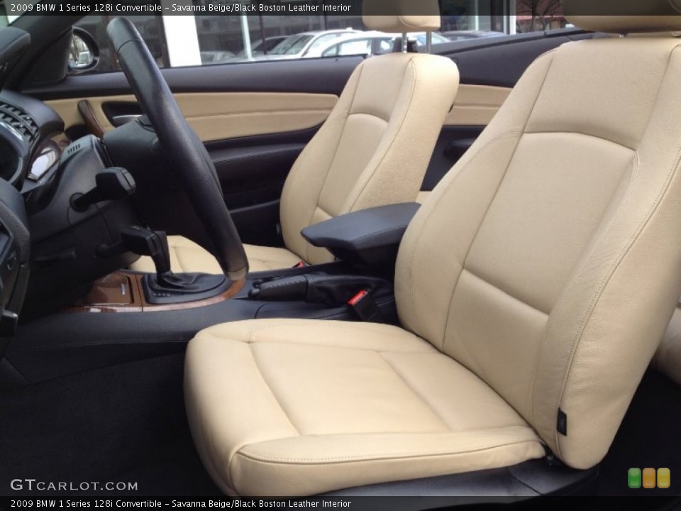 Savanna Beige/Black Boston Leather Interior Photo for the 2009 BMW 1 Series 128i Convertible #62789520