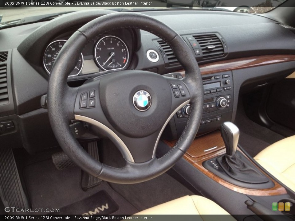 Savanna Beige/Black Boston Leather Interior Dashboard for the 2009 BMW 1 Series 128i Convertible #62789531