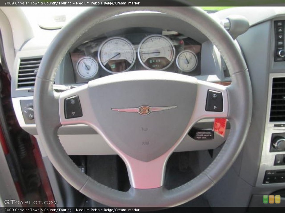 Medium Pebble Beige/Cream Interior Steering Wheel for the 2009 Chrysler Town & Country Touring #62831086