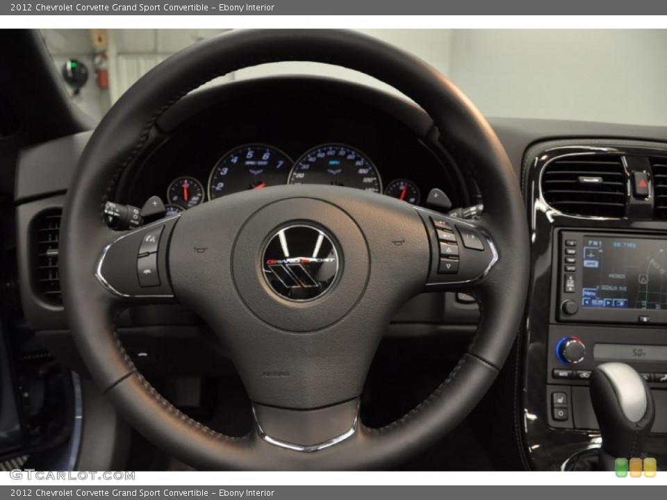 Ebony Interior Steering Wheel for the 2012 Chevrolet Corvette Grand Sport Convertible #62847907