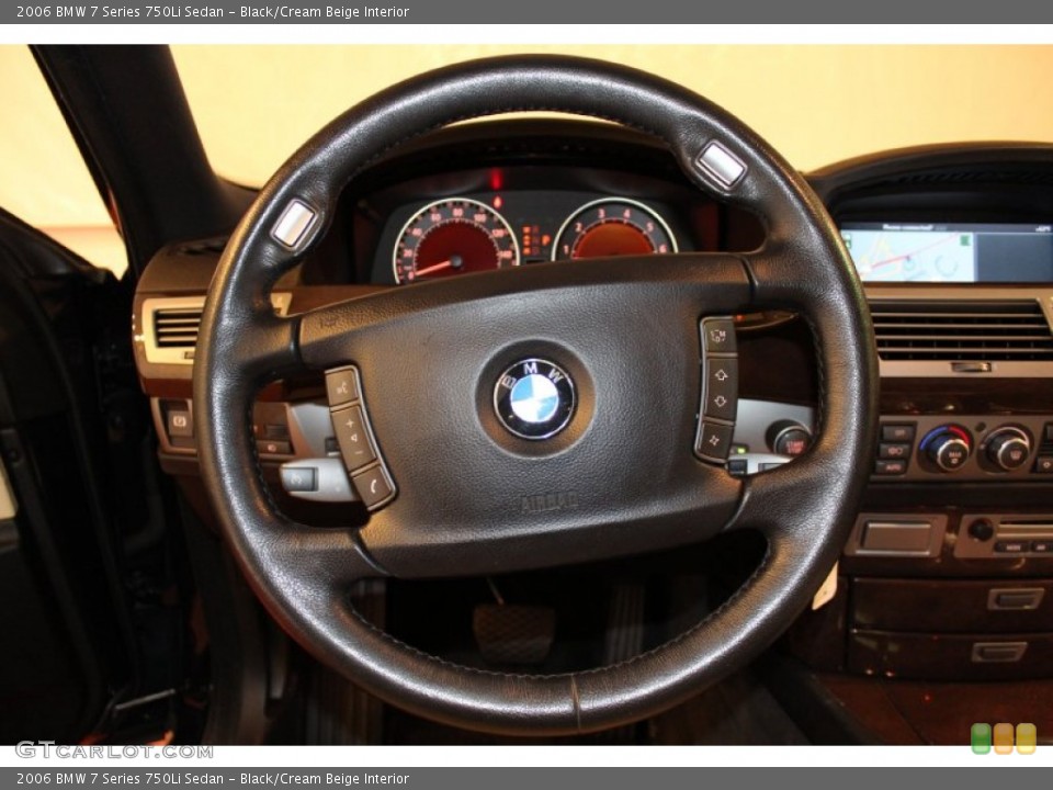 Black/Cream Beige Interior Steering Wheel for the 2006 BMW 7 Series 750Li Sedan #62884703