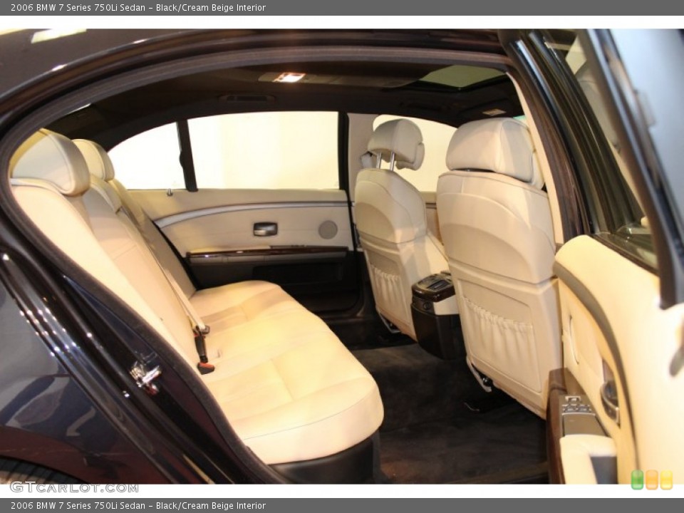 Black/Cream Beige Interior Rear Seat for the 2006 BMW 7 Series 750Li Sedan #62884736