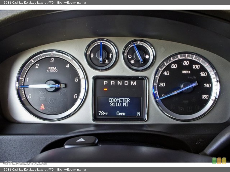 Ebony/Ebony Interior Gauges for the 2011 Cadillac Escalade Luxury AWD #62918774