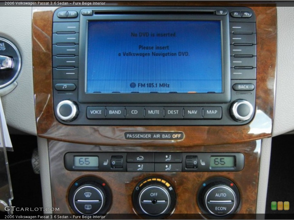Pure Beige Interior Controls for the 2006 Volkswagen Passat 3.6 Sedan #62931887