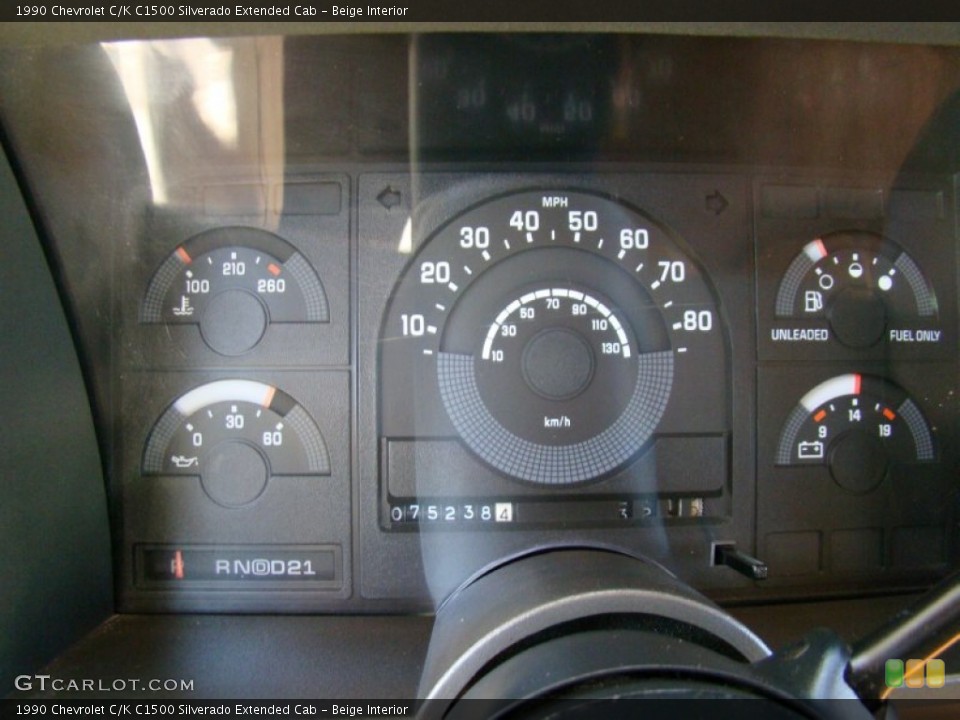 Beige Interior Gauges for the 1990 Chevrolet C/K C1500 Silverado Extended Cab #62932931