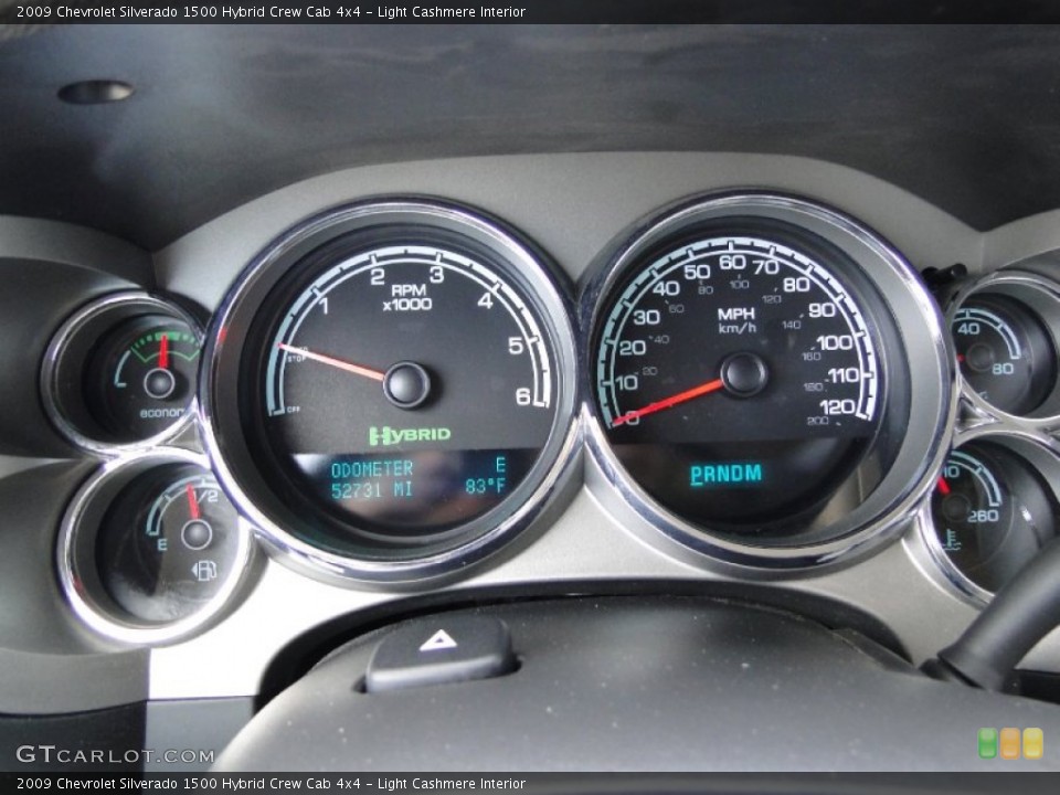 Light Cashmere Interior Gauges for the 2009 Chevrolet Silverado 1500 Hybrid Crew Cab 4x4 #62966025