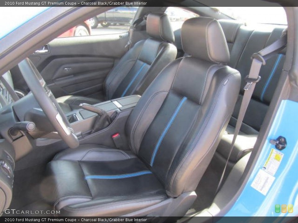 Charcoal Black/Grabber Blue Interior Front Seat for the 2010 Ford Mustang GT Premium Coupe #62968021