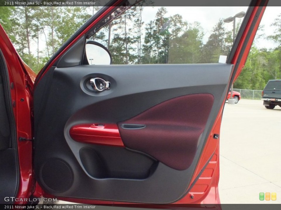 Black/Red w/Red Trim Interior Door Panel for the 2011 Nissan Juke SL #62981948