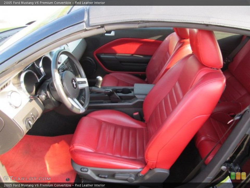 Red Leather Interior Photo for the 2005 Ford Mustang V6 Premium Convertible #62987561