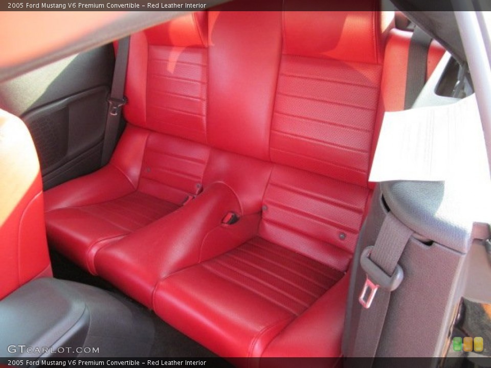 Red Leather Interior Rear Seat for the 2005 Ford Mustang V6 Premium Convertible #62987571