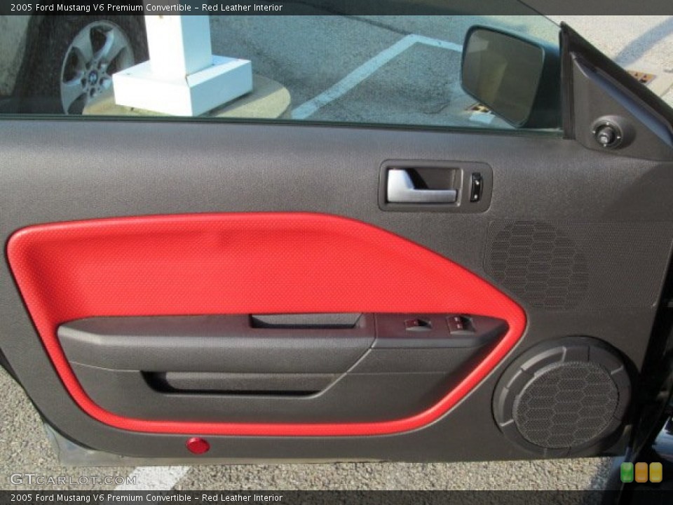 Red Leather Interior Door Panel for the 2005 Ford Mustang V6 Premium Convertible #62987591