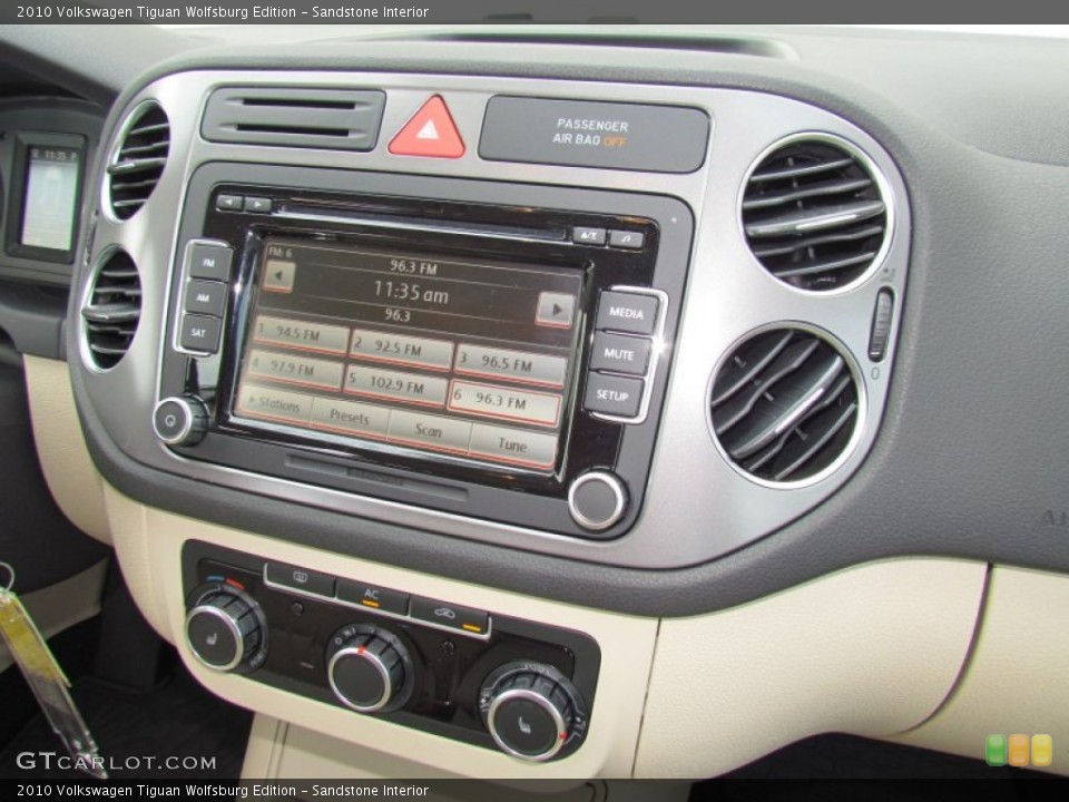 Sandstone Interior Controls for the 2010 Volkswagen Tiguan Wolfsburg Edition #63009995