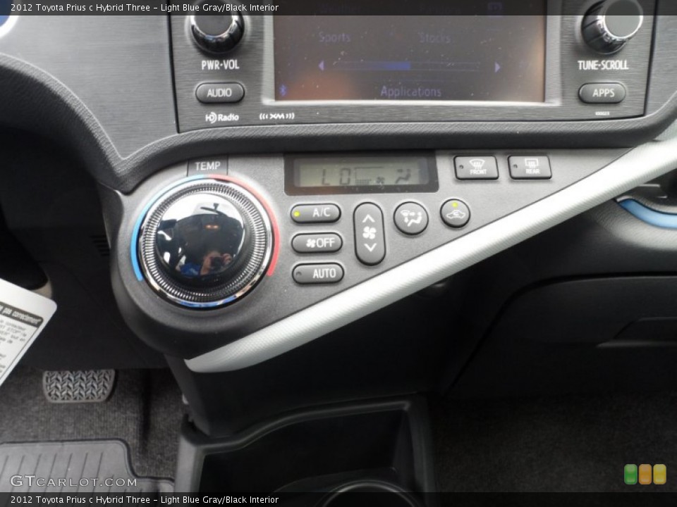 Light Blue Gray/Black Interior Controls for the 2012 Toyota Prius c Hybrid Three #63042883