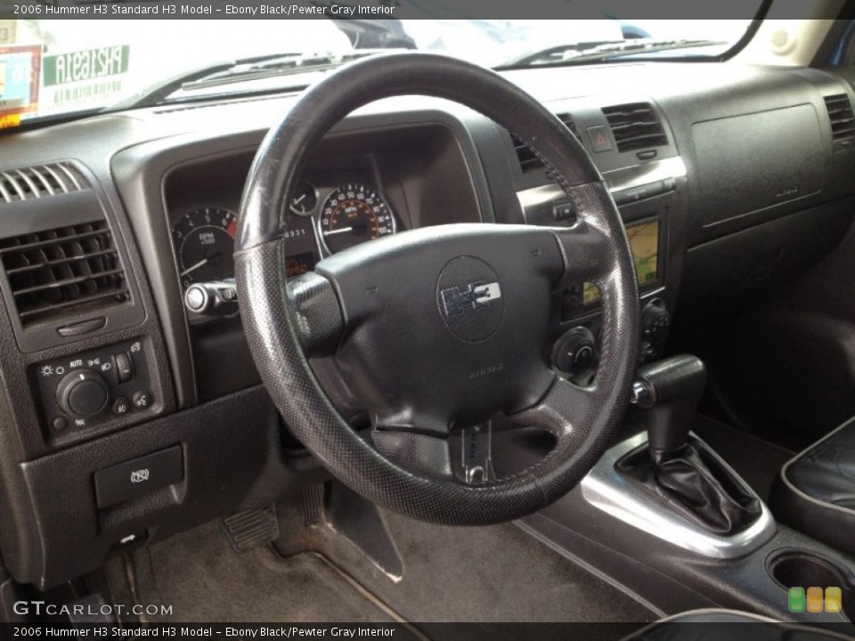 Ebony Black/Pewter Gray Interior Steering Wheel for the 2006 Hummer H3  #63075794