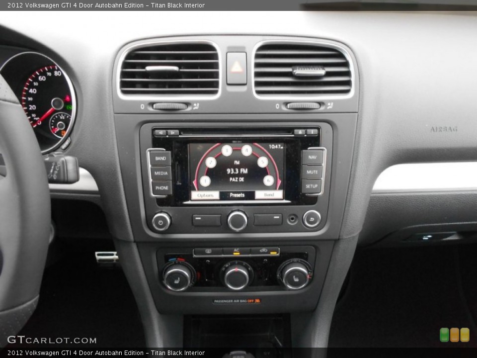 Titan Black Interior Controls for the 2012 Volkswagen GTI 4 Door Autobahn Edition #63081811