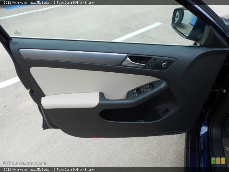 2 Tone Cornsilk/Black Interior Door Panel for the 2012 Volkswagen Jetta SEL Sedan #63083659