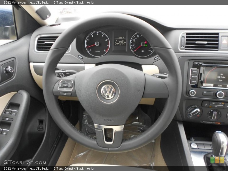 2 Tone Cornsilk/Black Interior Steering Wheel for the 2012 Volkswagen Jetta SEL Sedan #63083717