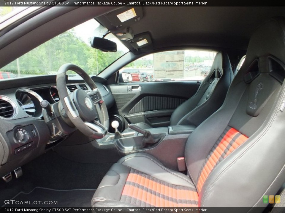 Charcoal Black/Red Recaro Sport Seats Interior Photo for the 2012 Ford Mustang Shelby GT500 SVT Performance Package Coupe #63103956
