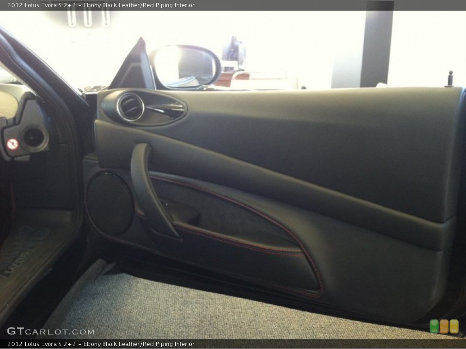 Ebony Black Leather/Red Piping Interior Door Panel for the 2012 Lotus Evora S 2+2 #63106244