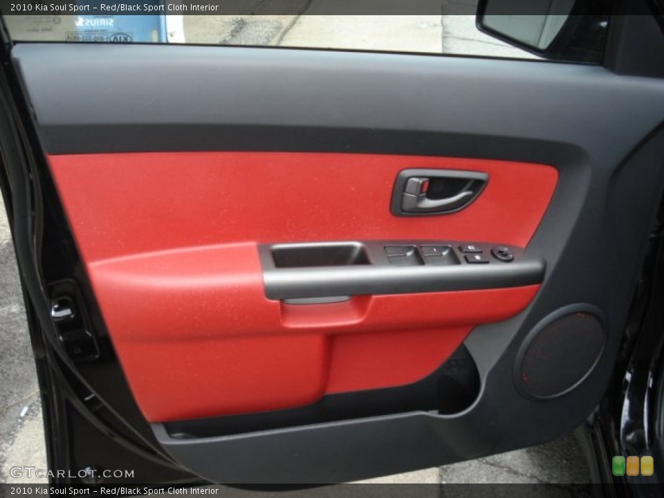 Red/Black Sport Cloth Interior Door Panel for the 2010 Kia Soul Sport #63106280