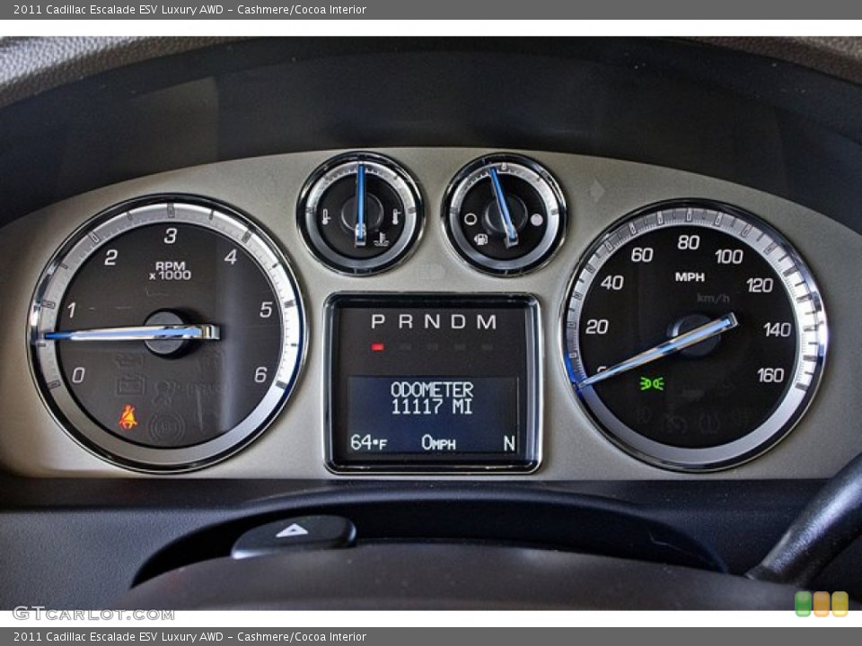Cashmere/Cocoa Interior Gauges for the 2011 Cadillac Escalade ESV Luxury AWD #63112589
