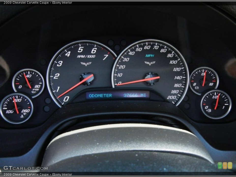 Ebony Interior Gauges for the 2009 Chevrolet Corvette Coupe #63123647