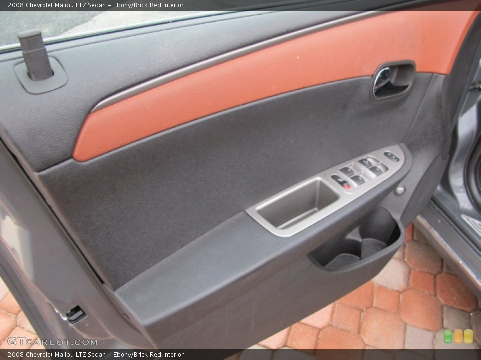 Ebony/Brick Red Interior Door Panel for the 2008 Chevrolet Malibu LTZ Sedan #63184045