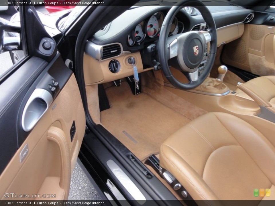 Black/Sand Beige Interior Prime Interior for the 2007 Porsche 911 Turbo Coupe #63226102