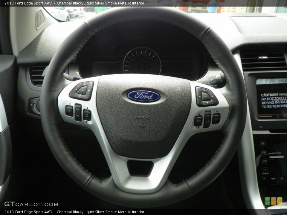 Charcoal Black/Liquid Silver Smoke Metallic Interior Steering Wheel for the 2013 Ford Edge Sport AWD #63237507