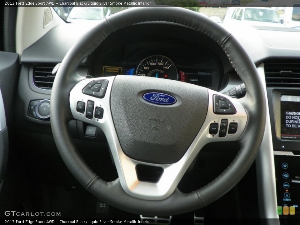 Charcoal Black/Liquid Silver Smoke Metallic Interior Steering Wheel for the 2013 Ford Edge Sport AWD #63237909