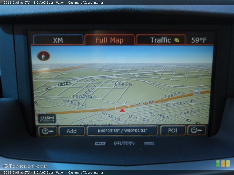 Cashmere/Cocoa Interior Navigation for the 2012 Cadillac CTS 4 3.6 AWD Sport Wagon #63293394