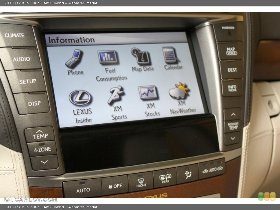 Alabaster Interior Controls for the 2010 Lexus LS 600h L AWD Hybrid #63327877