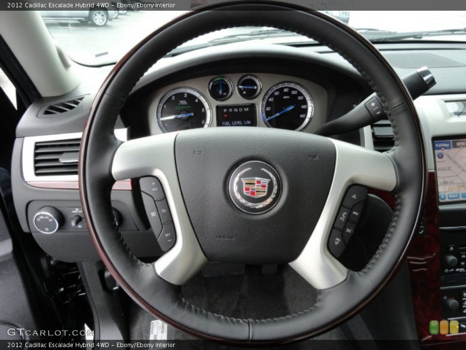 Ebony/Ebony Interior Steering Wheel for the 2012 Cadillac Escalade Hybrid 4WD #63343572