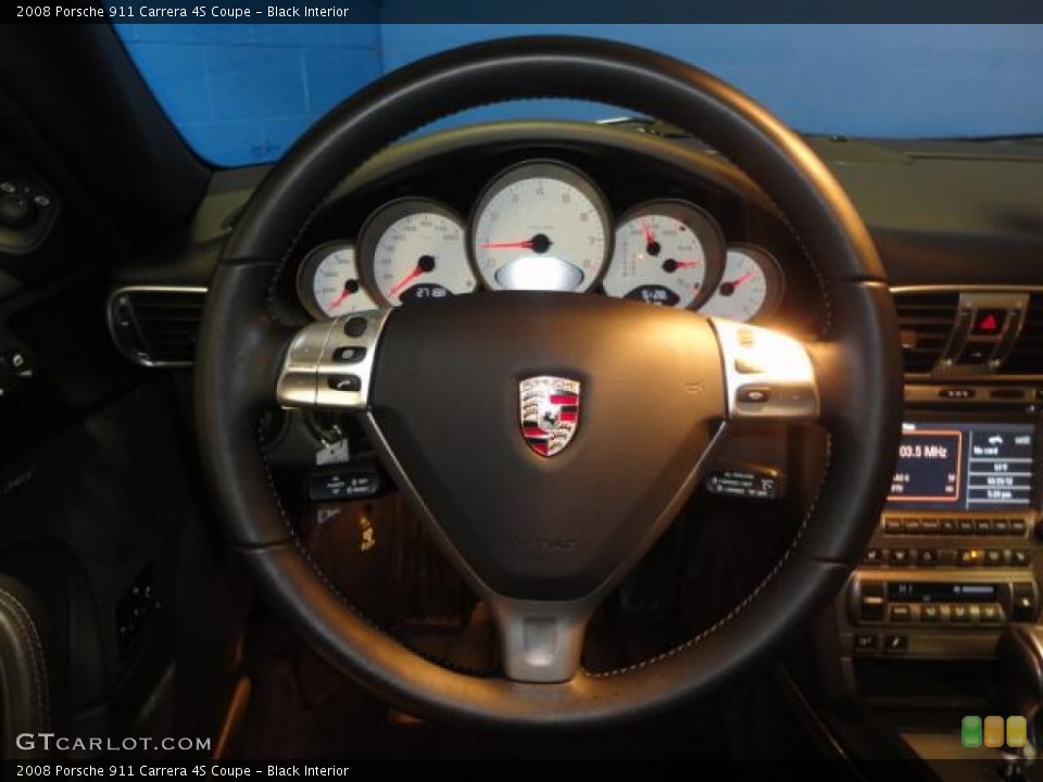 Black Interior Steering Wheel for the 2008 Porsche 911 Carrera 4S Coupe #63363482
